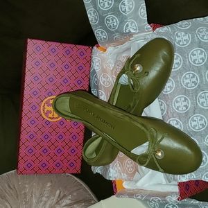 Tory Burch Olive Green Ballet Flats